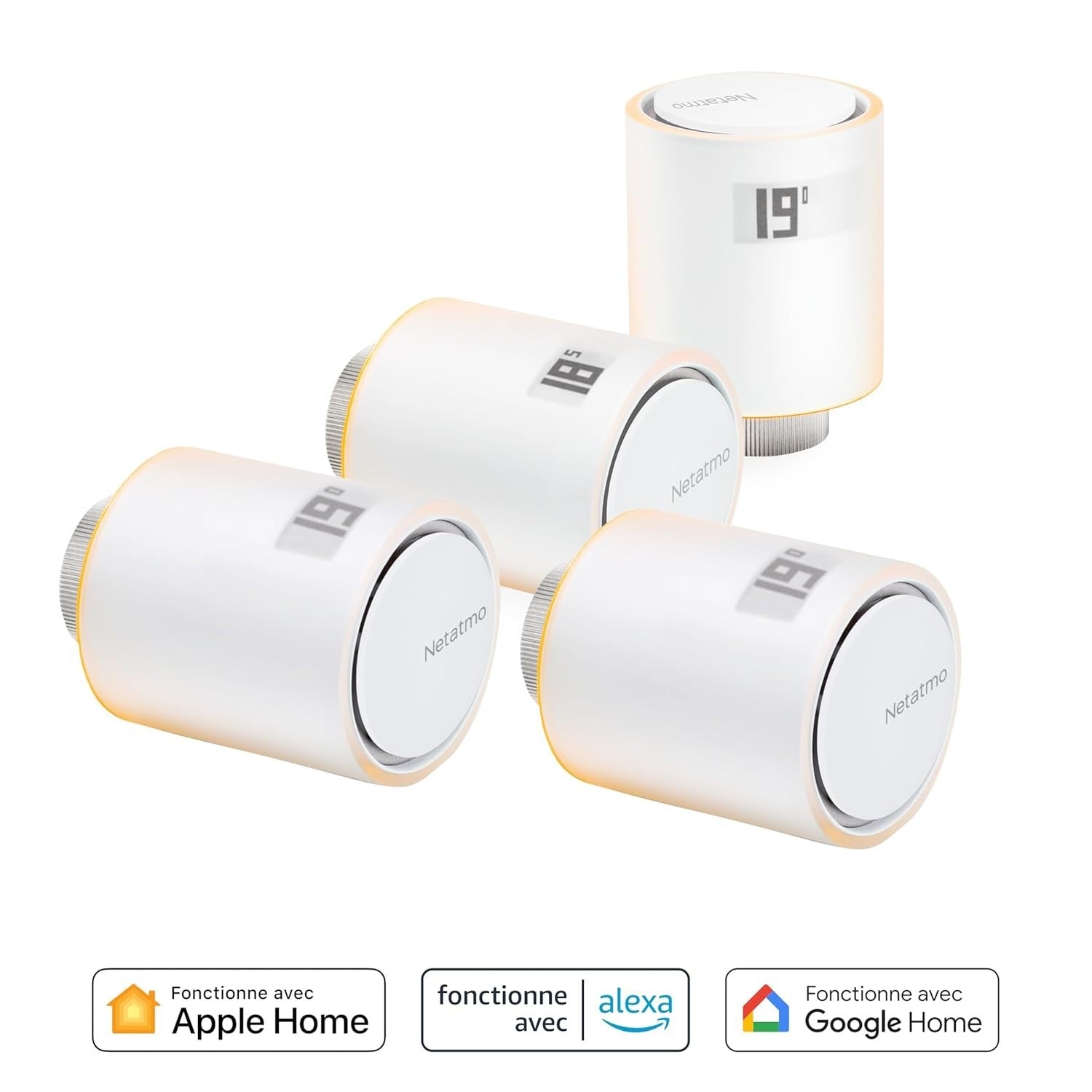 Netatmo Pack 4 Valvole Termostatiche WiFi, Controllo Remoto Risparmio Energetico