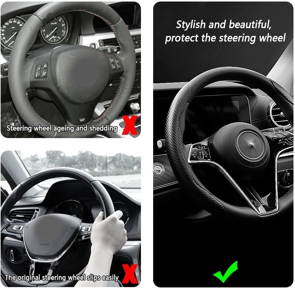 Fibra di Carbonio Coprivolante Auto, Sicuro e Antiscivolo Accessori Auto