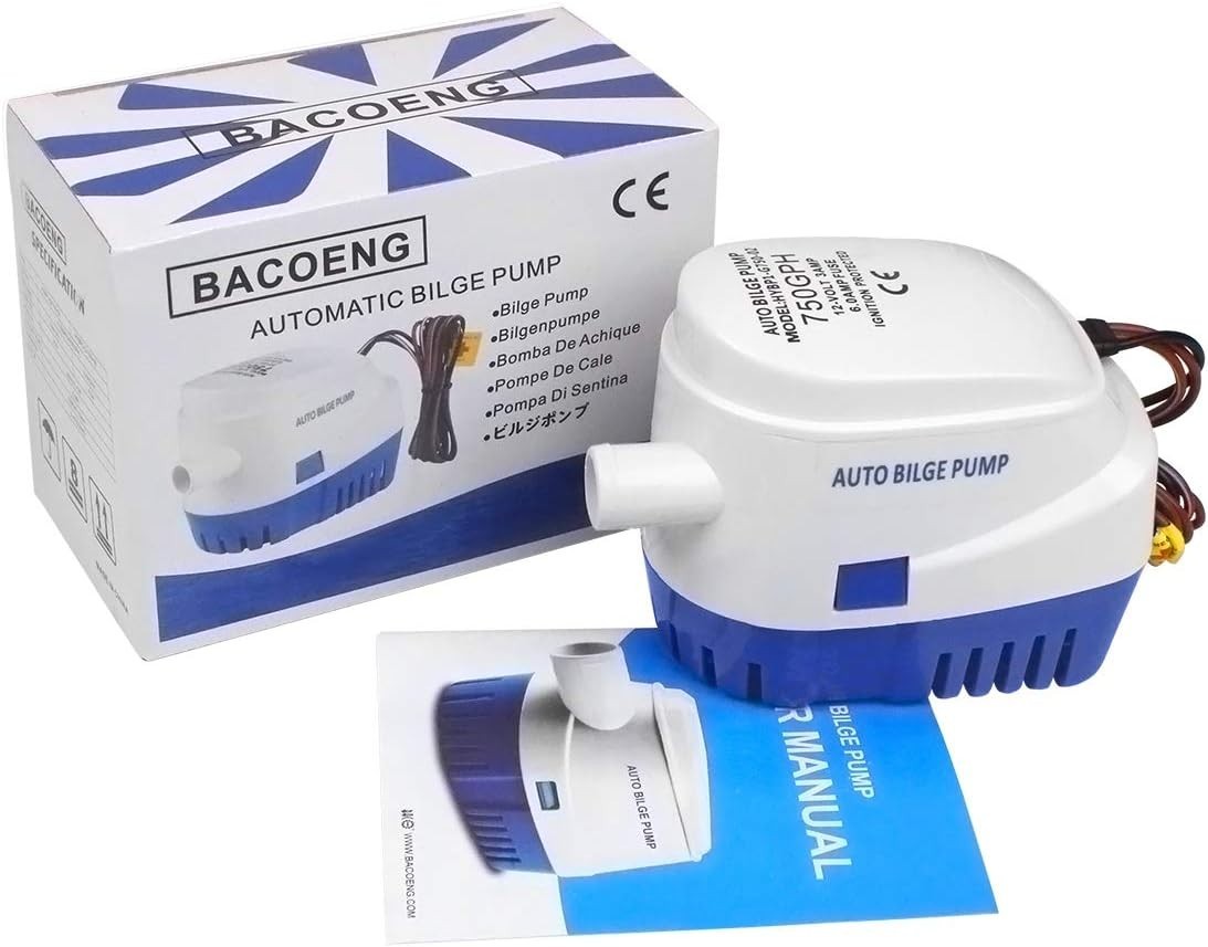 BACOENG Pompe di sentina automatica 12V, 750GPH/ 47LPM con Interruttore a Galleg