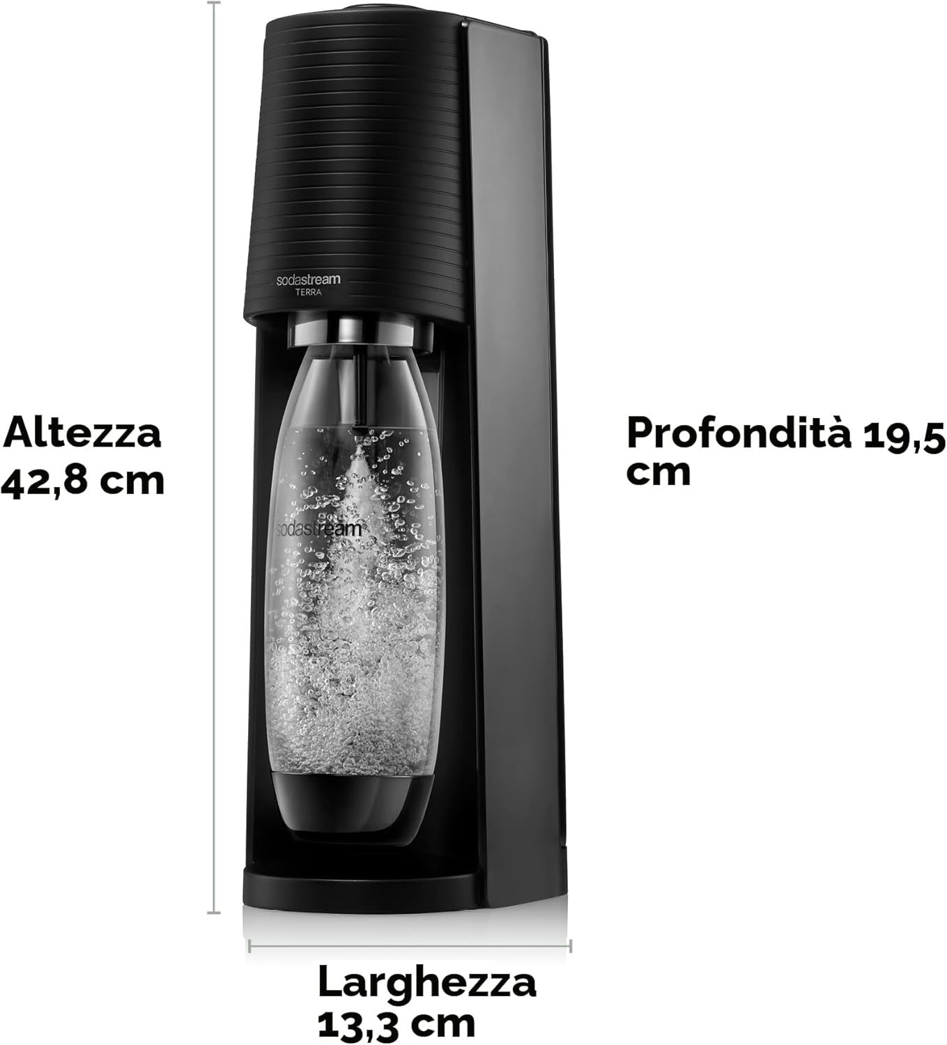 SodaStream Gasatore d’acqua Terra, incluse 3 bottiglie
