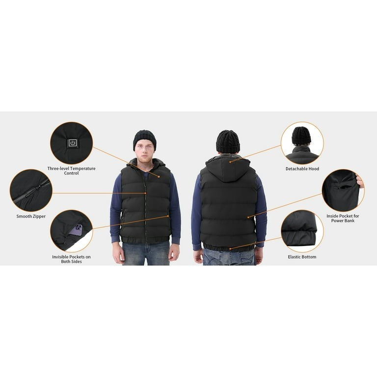 Gilet riscaldato per uomo e donna con batteria da 10000 mAh, 3 Livelli, Taglia S