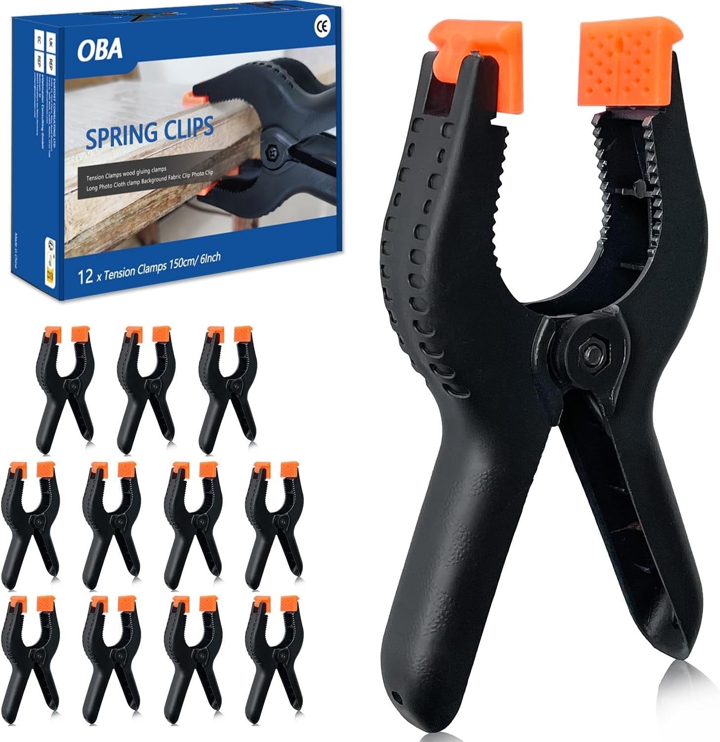 Confezione da 12 clip OBA, grandi, 158 mm, set di morsetti in nylon da 6 pollici
