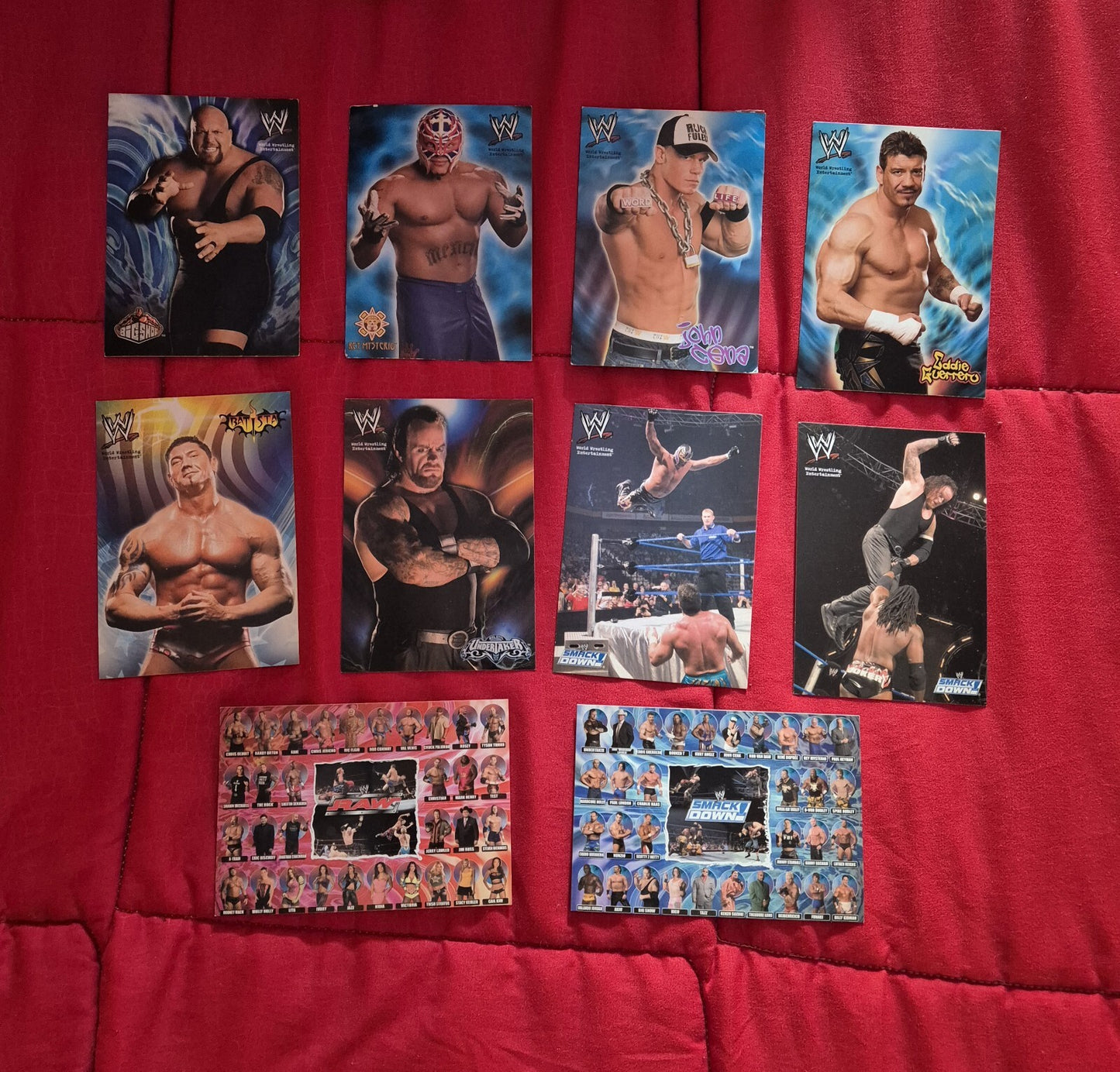 Lotto 10 cartoline WWE smackdown e raw anni 2004/2005 prodotte dalla edibas 