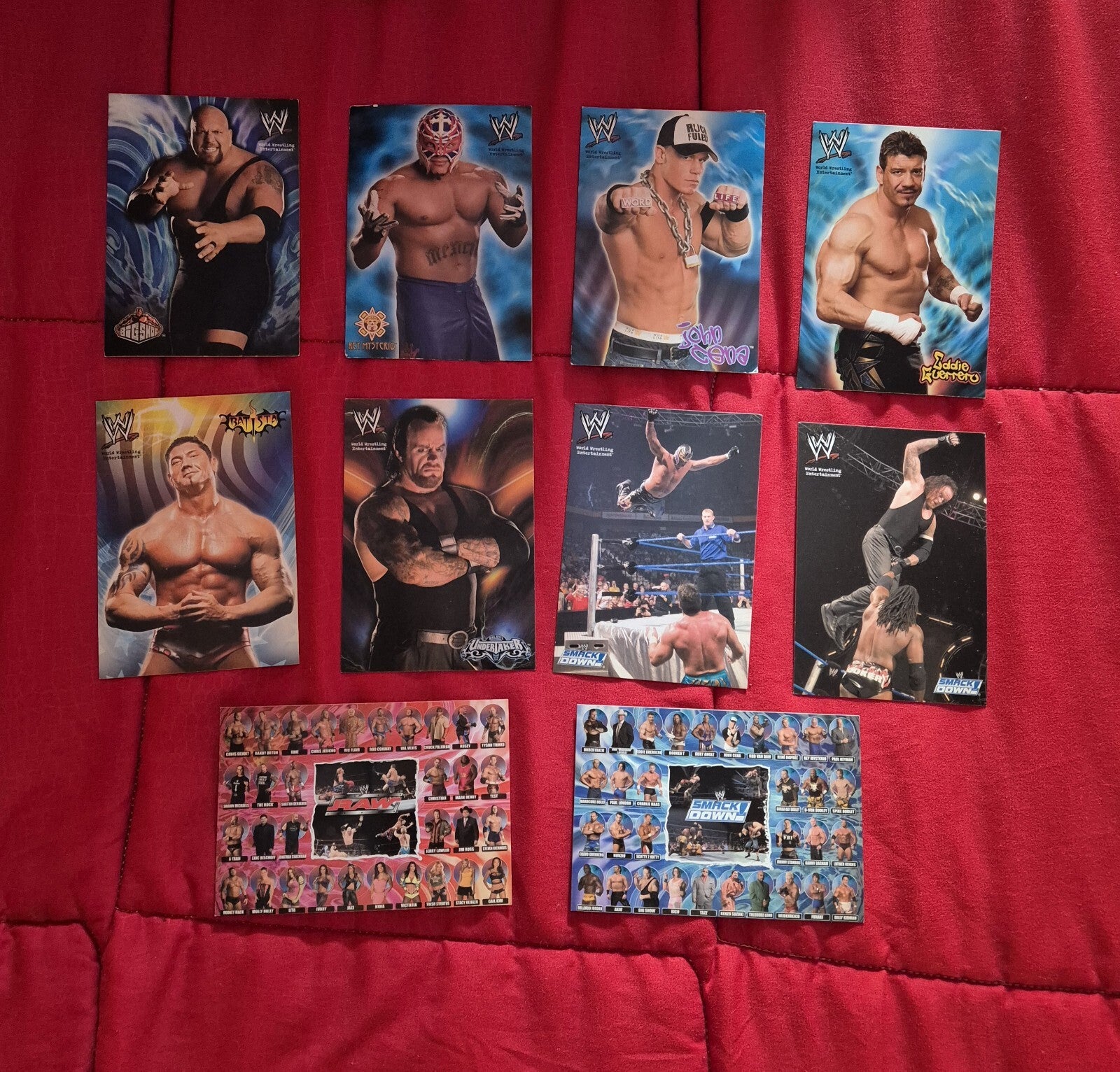 Lotto 10 cartoline WWE smackdown e raw anni 2004/2005 prodotte dalla edibas 