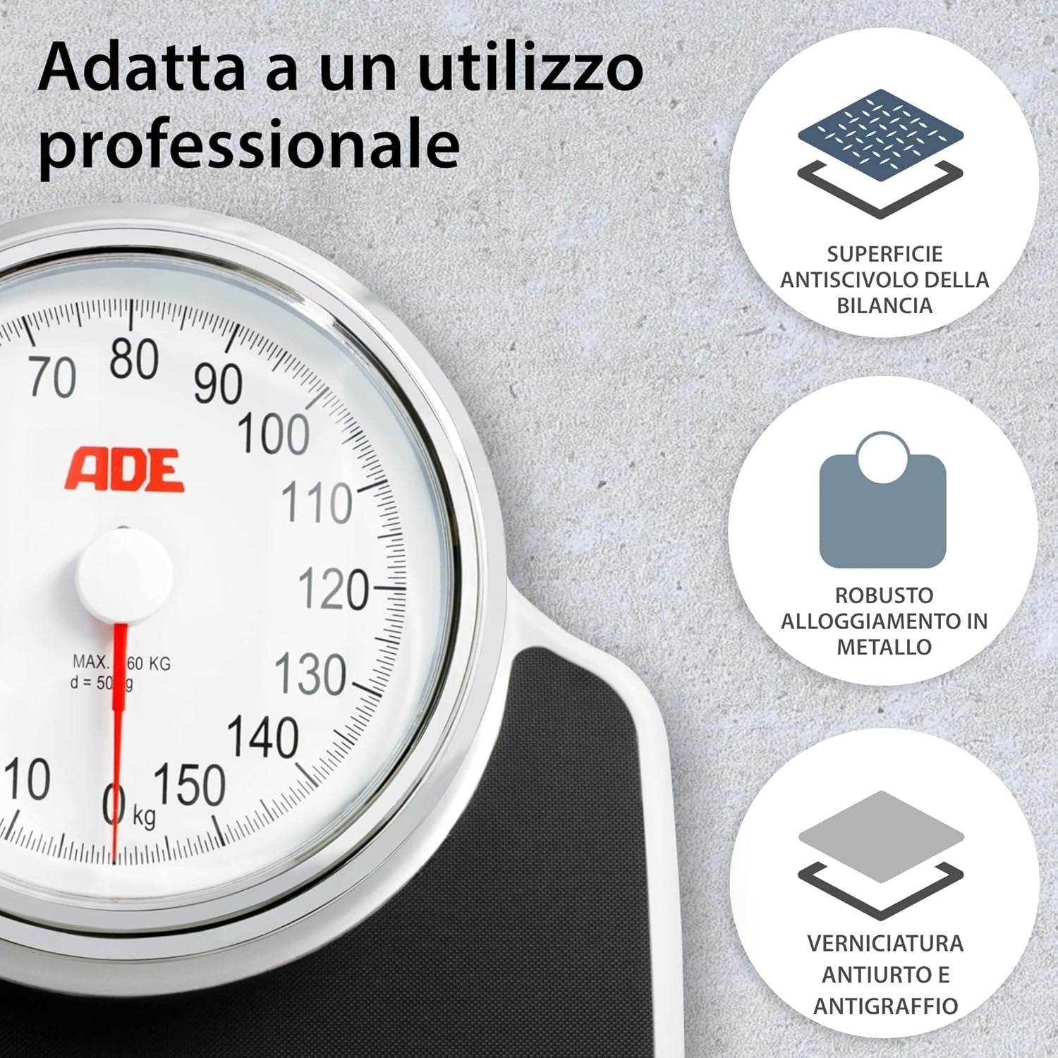 ADE Bilancia pesapersone analogica XL senza batteria | superficie antiscivolo |