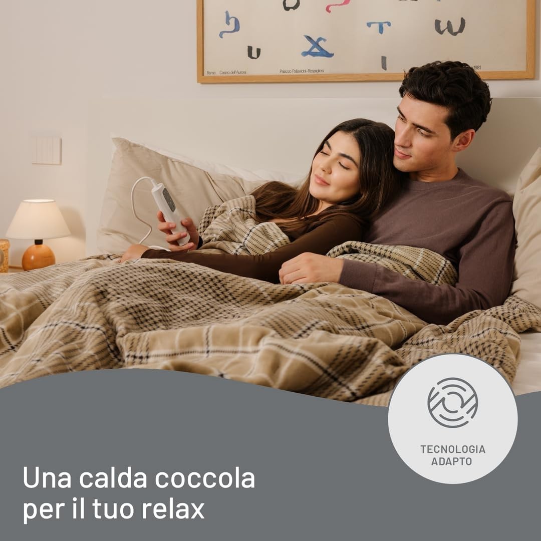 Imetec CaldoPlaid Elegance Plaid Riscaldabile Morbida Coperta Elettrica, 180x140