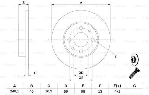 Bosch BD282 Dischi freno, Certificato ECE-R90, 1 set di 2 dischi, 0986478342