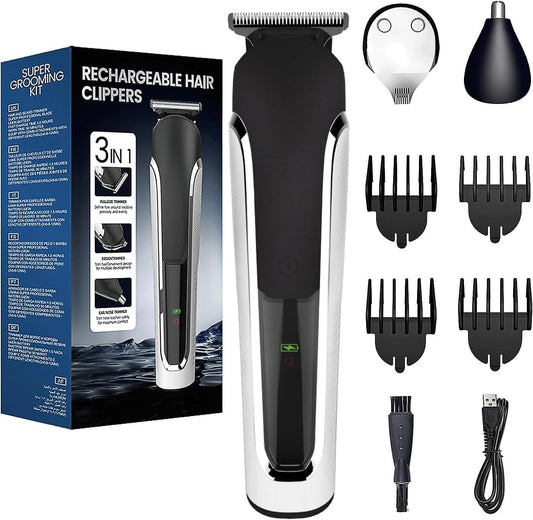 Tagliacapelli da Uomo, Kit All-In-One per la rasatura con Rifinitore per Naso