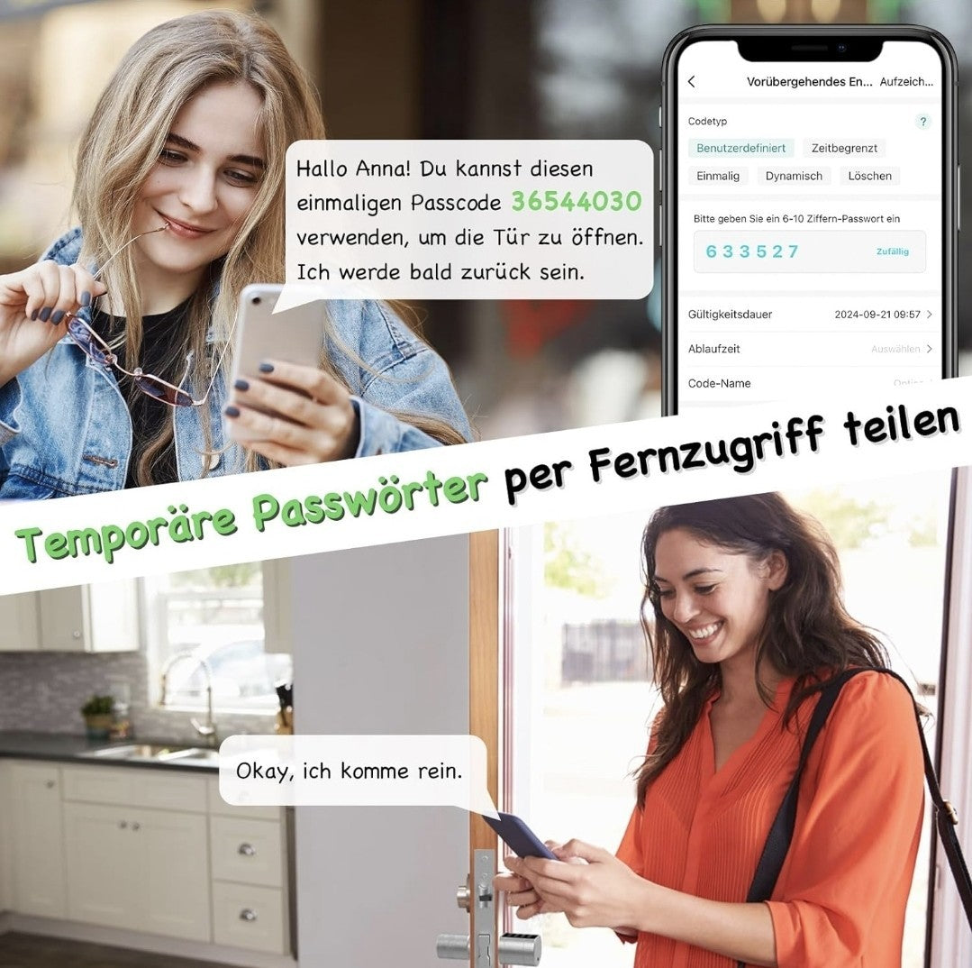 Serratura per porta con impronta digitale, serratura elettronica per porta 5in1