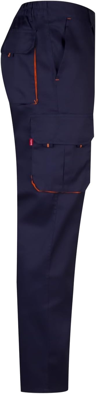 Velilla 103004 Pantalone da lavoro multitasche (Tg 54) blu marino e arancione