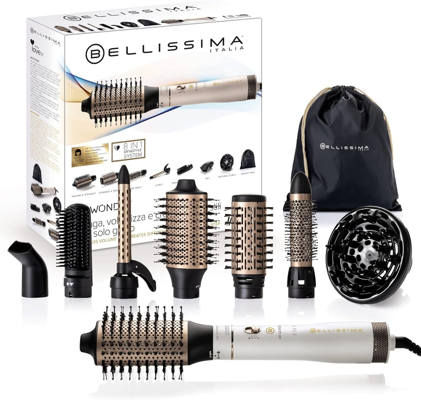 Bellissima Imetec Air Wonder, Spazzola Ad Aria Calda, Tecnologia a Ioni, 1000 W