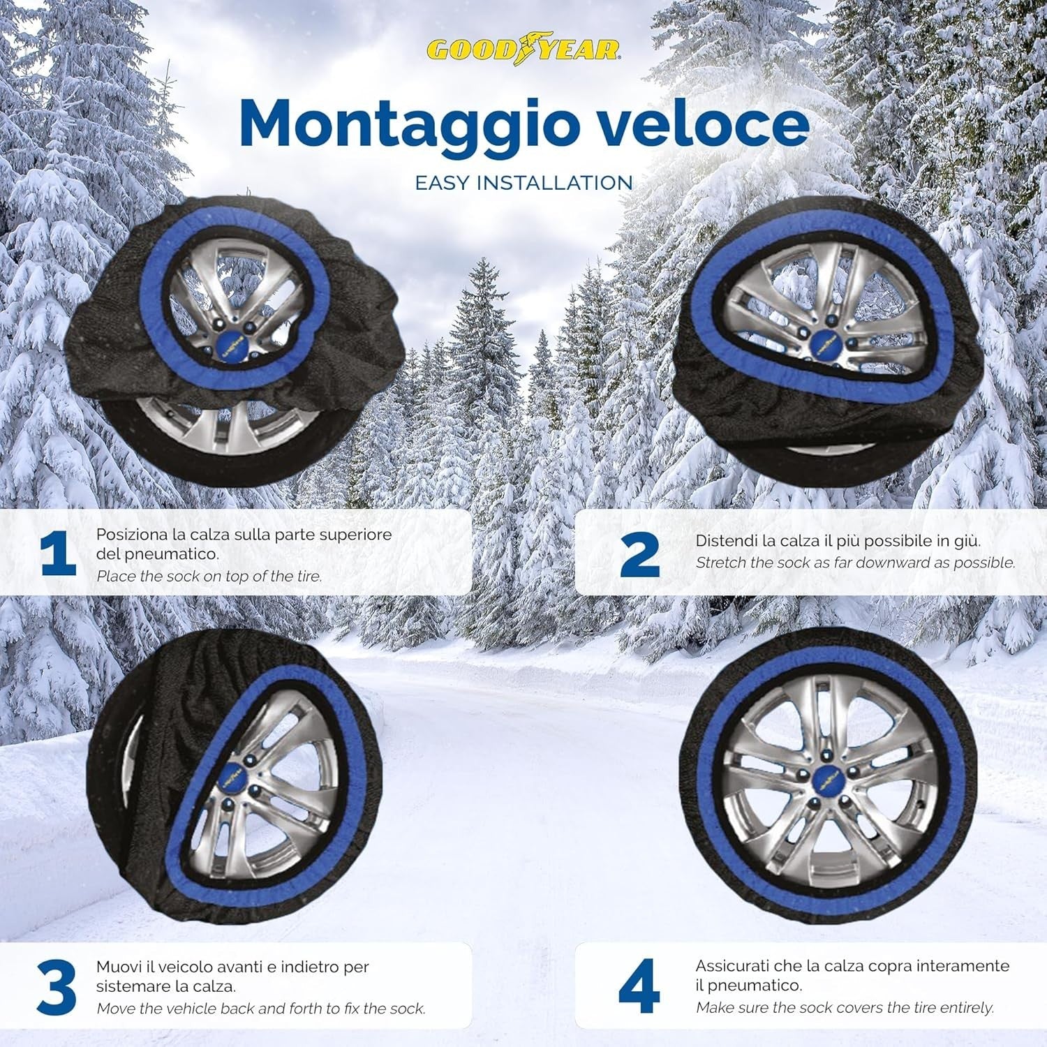 Goodyear Calze da Neve Star Gripper Omologate Italia EN 16662-1:2020 Due Catene