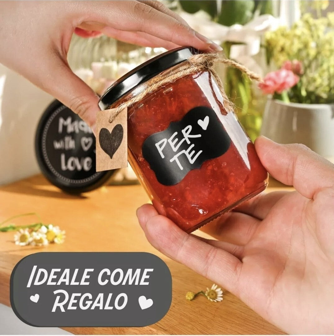 Praknu 25 Vasetti di Vetro per Conserve da 230ml - Con Etichette e Pennarello