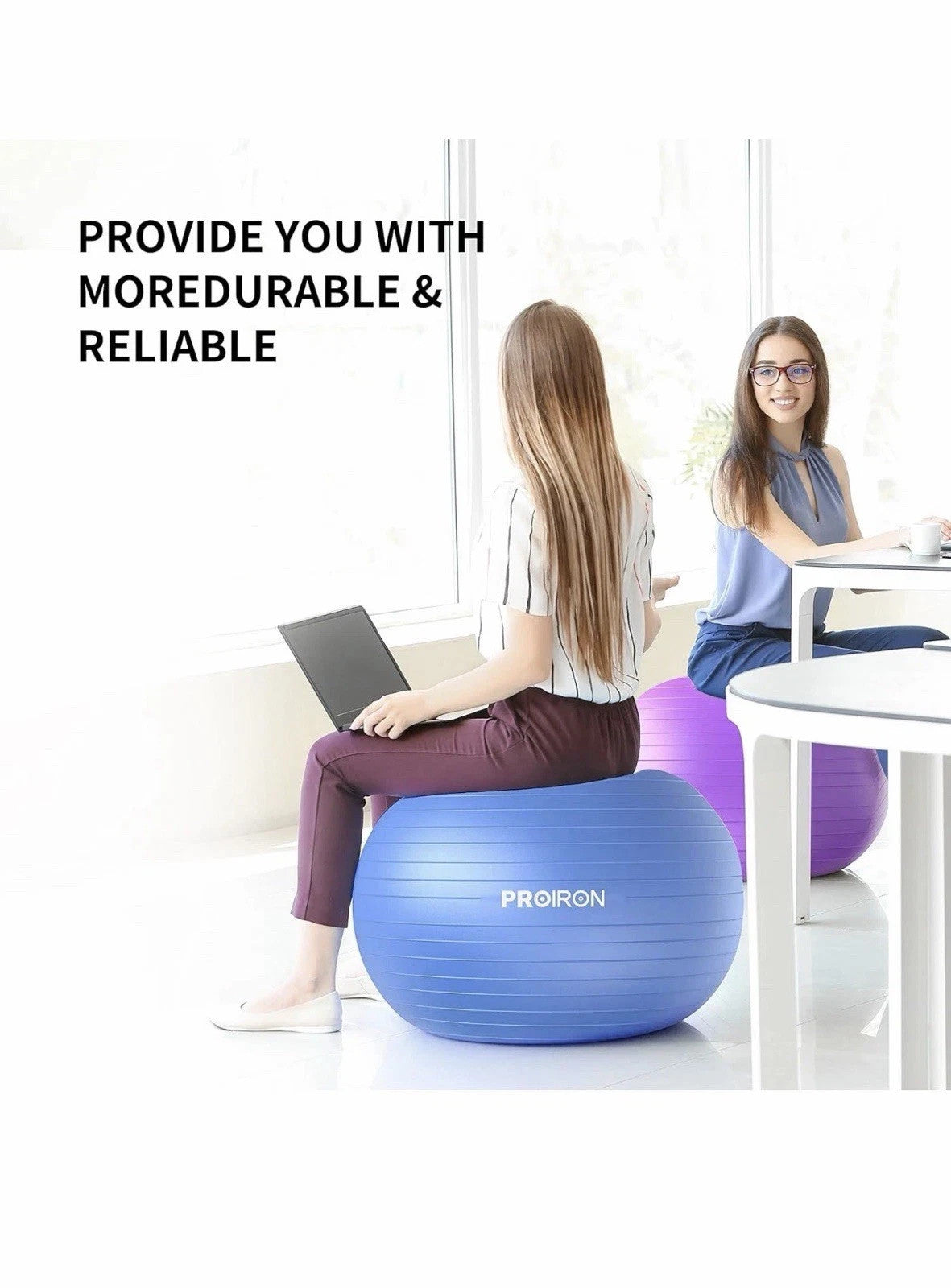 PROIRON Palla Fitness con Pattern di Pose, Fitball 65 cm con Pompa palla pilates