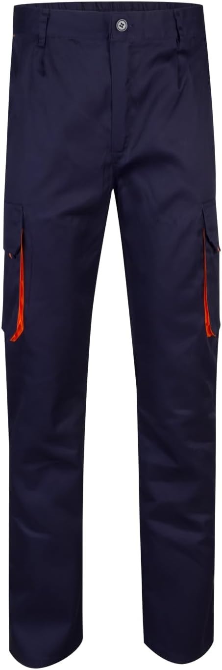 Velilla 103004 Pantalone da lavoro multitasche (Tg 54) blu marino e arancione