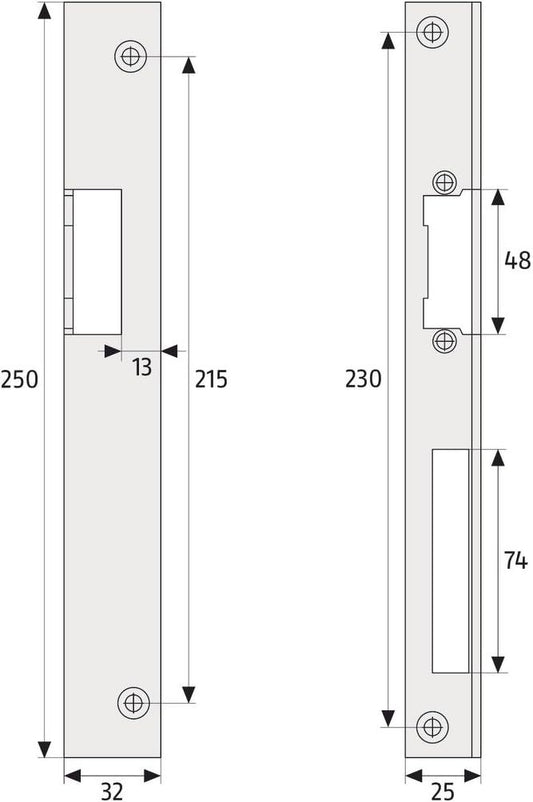 ABUS WST 21536 - Piastra di attacco per porta destra DIN a destra, martellata