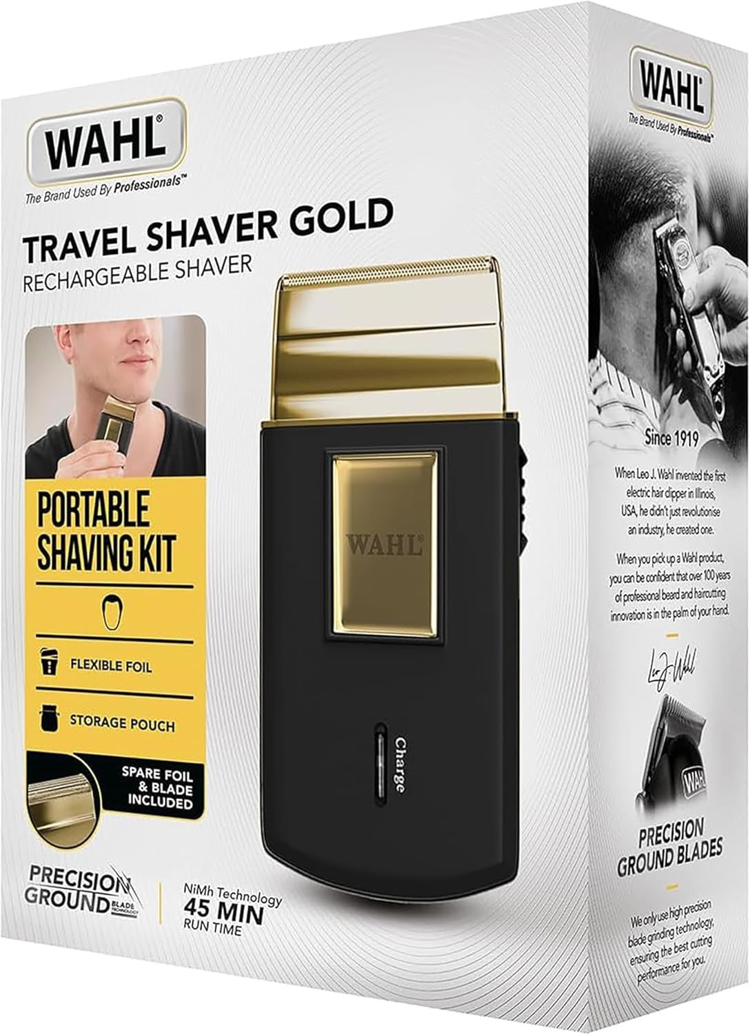 Wahl Travel Shaver Gold Edition Rasoio elettrico cordless e ricaricabile per uom