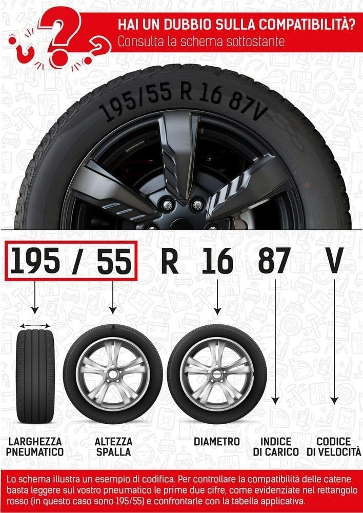 Catene da neve START 9 MM-GRUPPO 50 per cerchi da 13" 14" 15" 16"