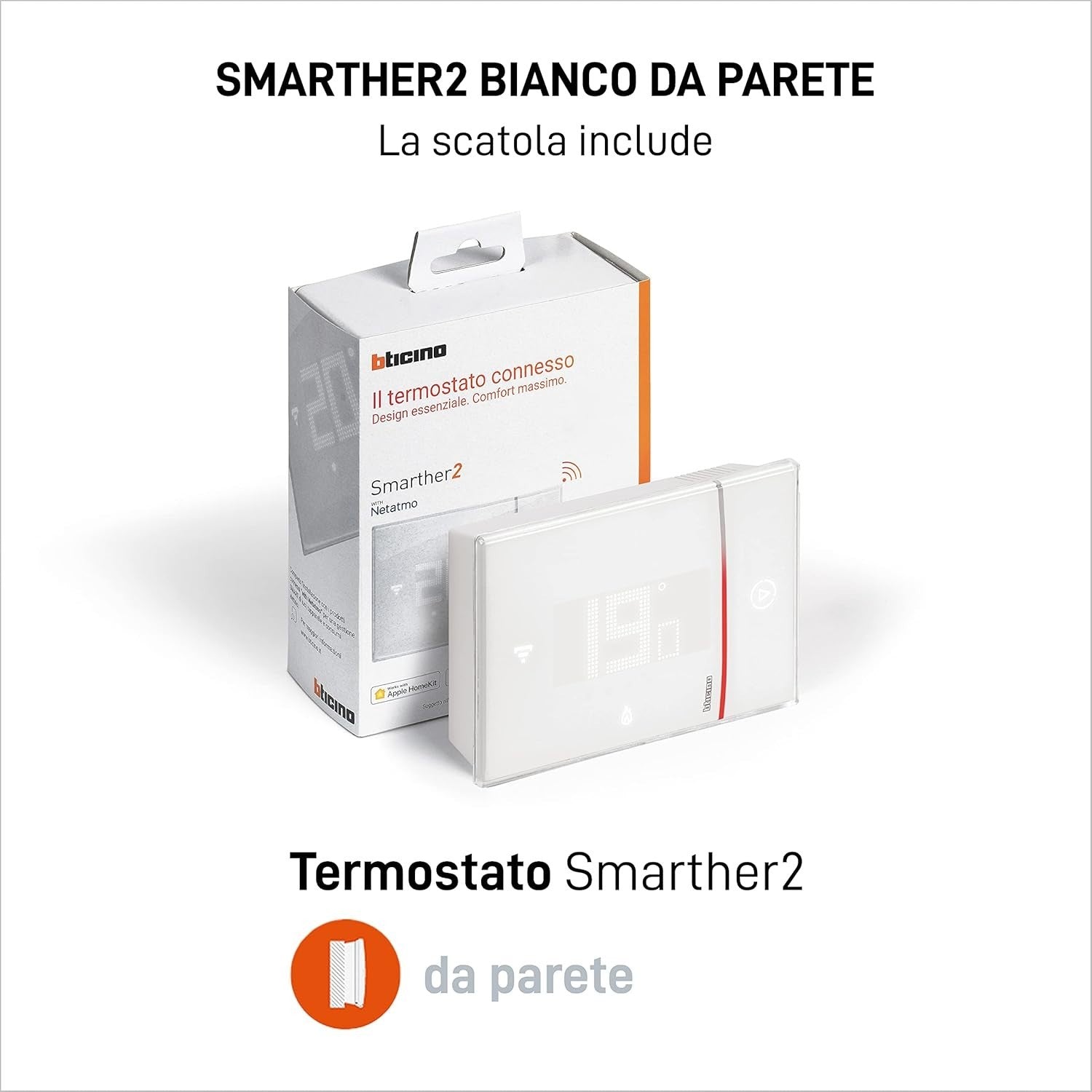BTICINO SXW8002W Termostato WiFi Smarther2 with Netatmo, Termostato Caldaia