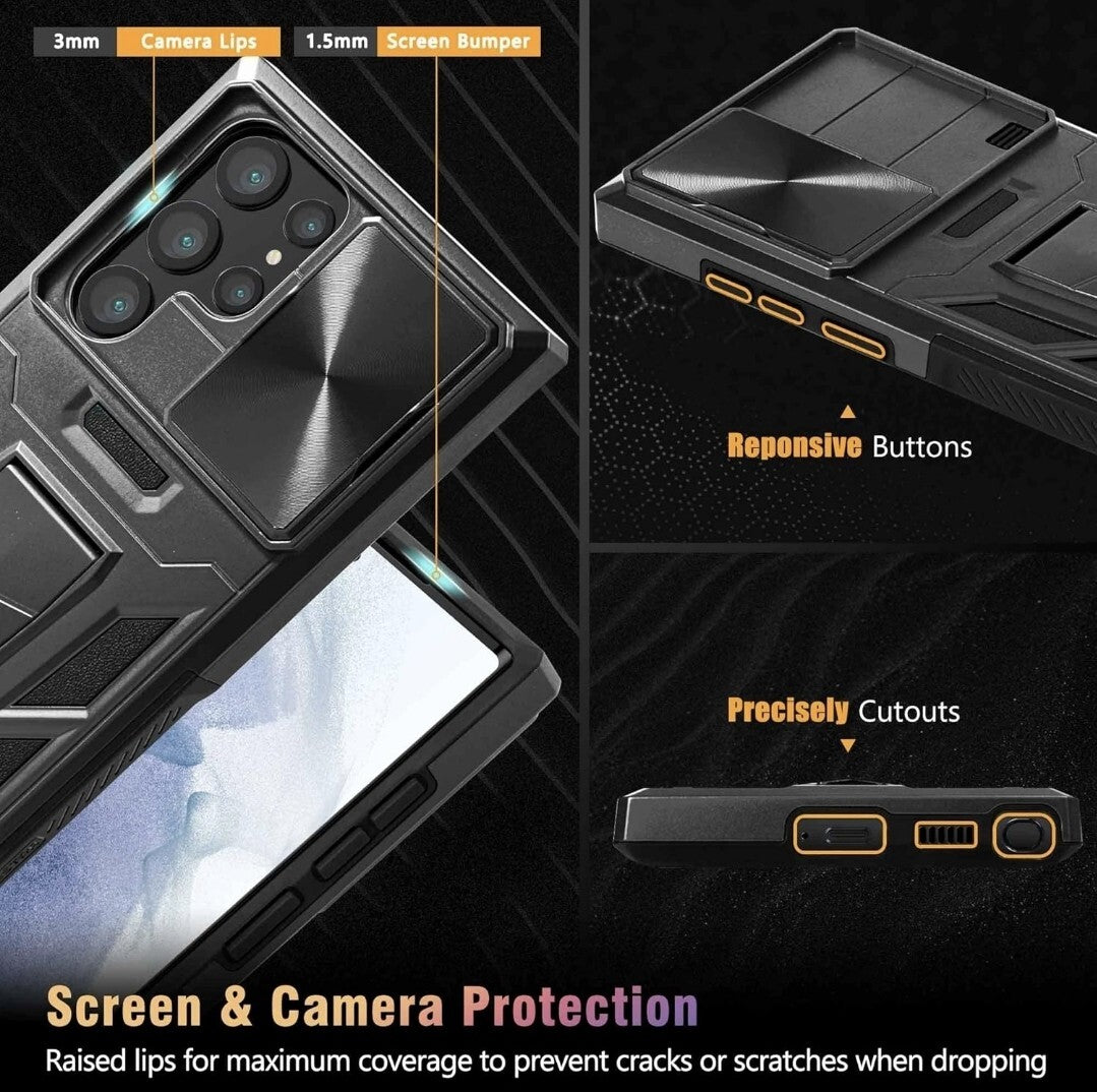CASESTAR Custodia Military Armor Series per Samsung Galaxy S22 Ultra 2022, Nero