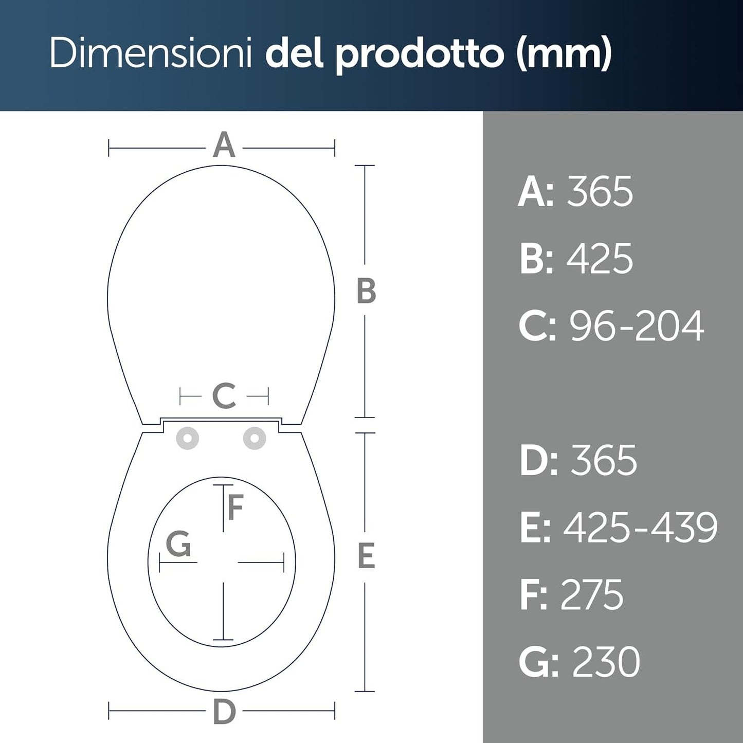 Ideal Standard Tirso Sedile WC, forma ovale universale, Sedile a chiusura rallen