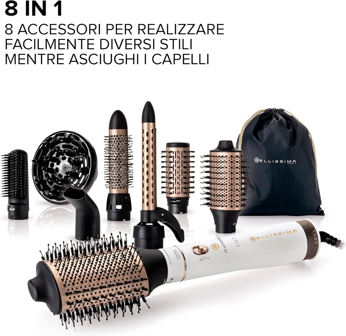Bellissima Imetec Air Wonder, Spazzola Ad Aria Calda, Tecnologia a Ioni, 1000 W