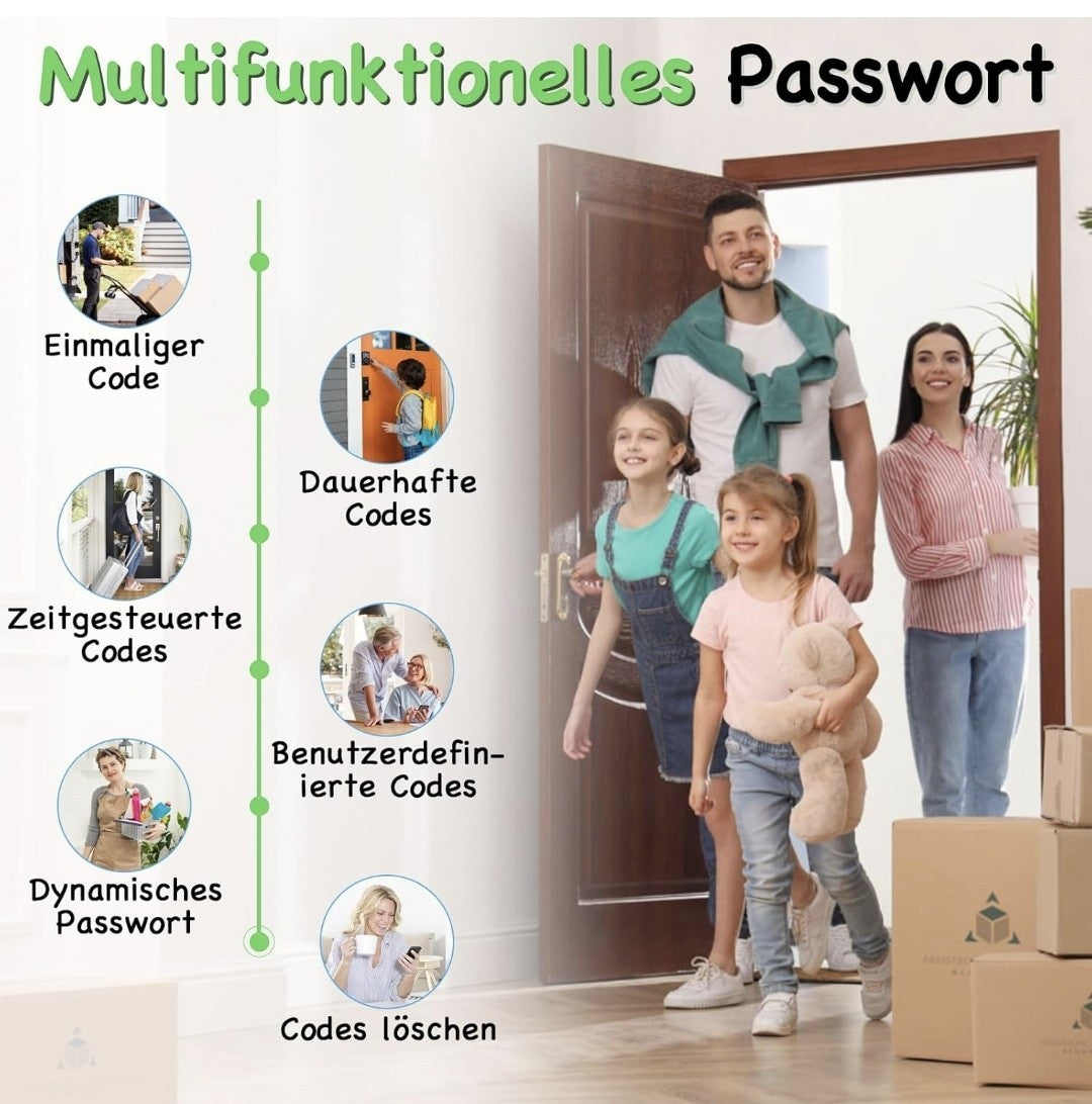 Serratura per porta con impronta digitale, serratura elettronica per porta 5in1