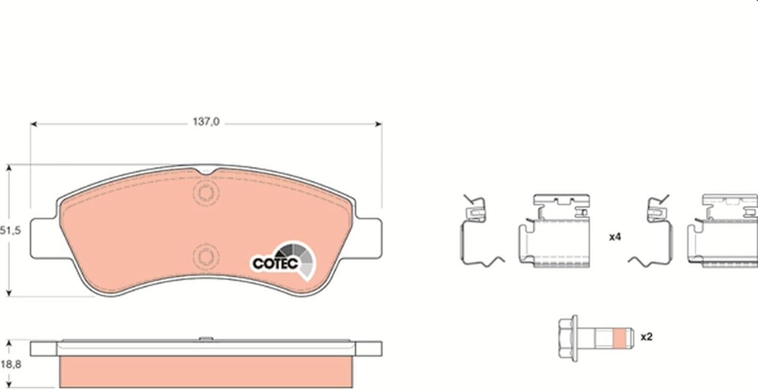 TRW COTEC GDB1677 Pastiglie Freno Set di 4 Assale anteriore