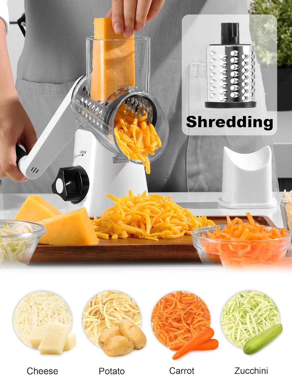 Grattugia Formaggio, 3 in 1 Affettaverdure, Grattugia per Verdure Taglio Veloce