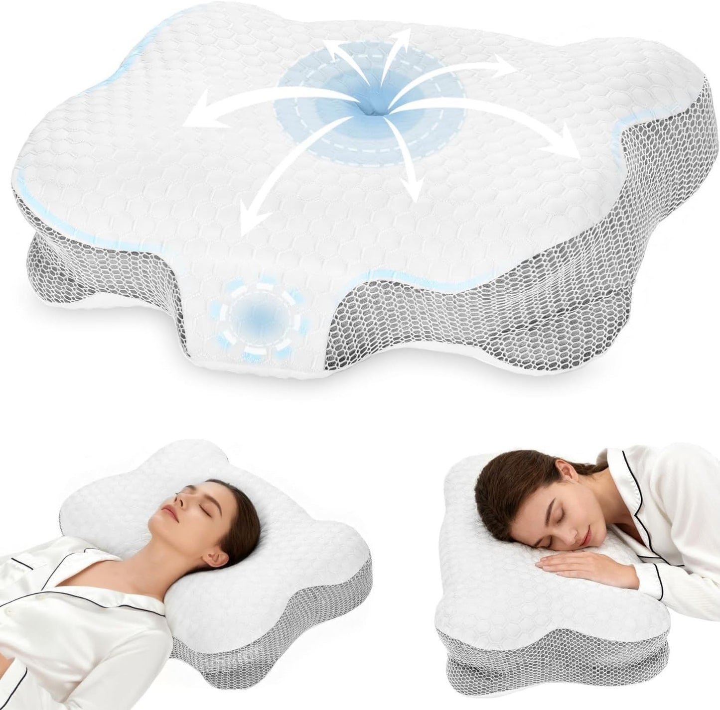 Cuscino Cervicale per Dormire, Cuscino Ortopedico in Memory Foam, Ergonomico