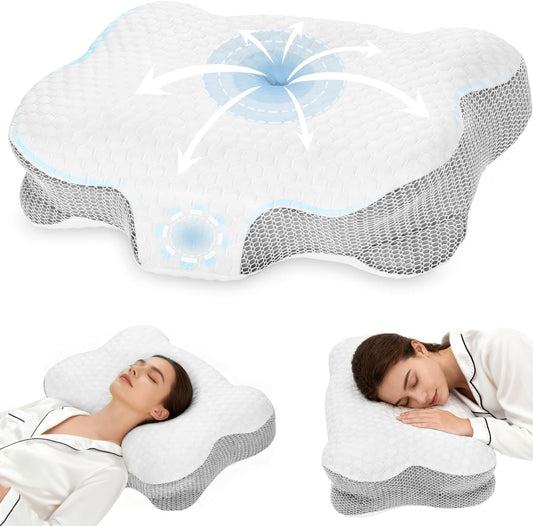 Cuscino Cervicale per Dormire, Cuscino Ortopedico in Memory Foam, Ergonomico