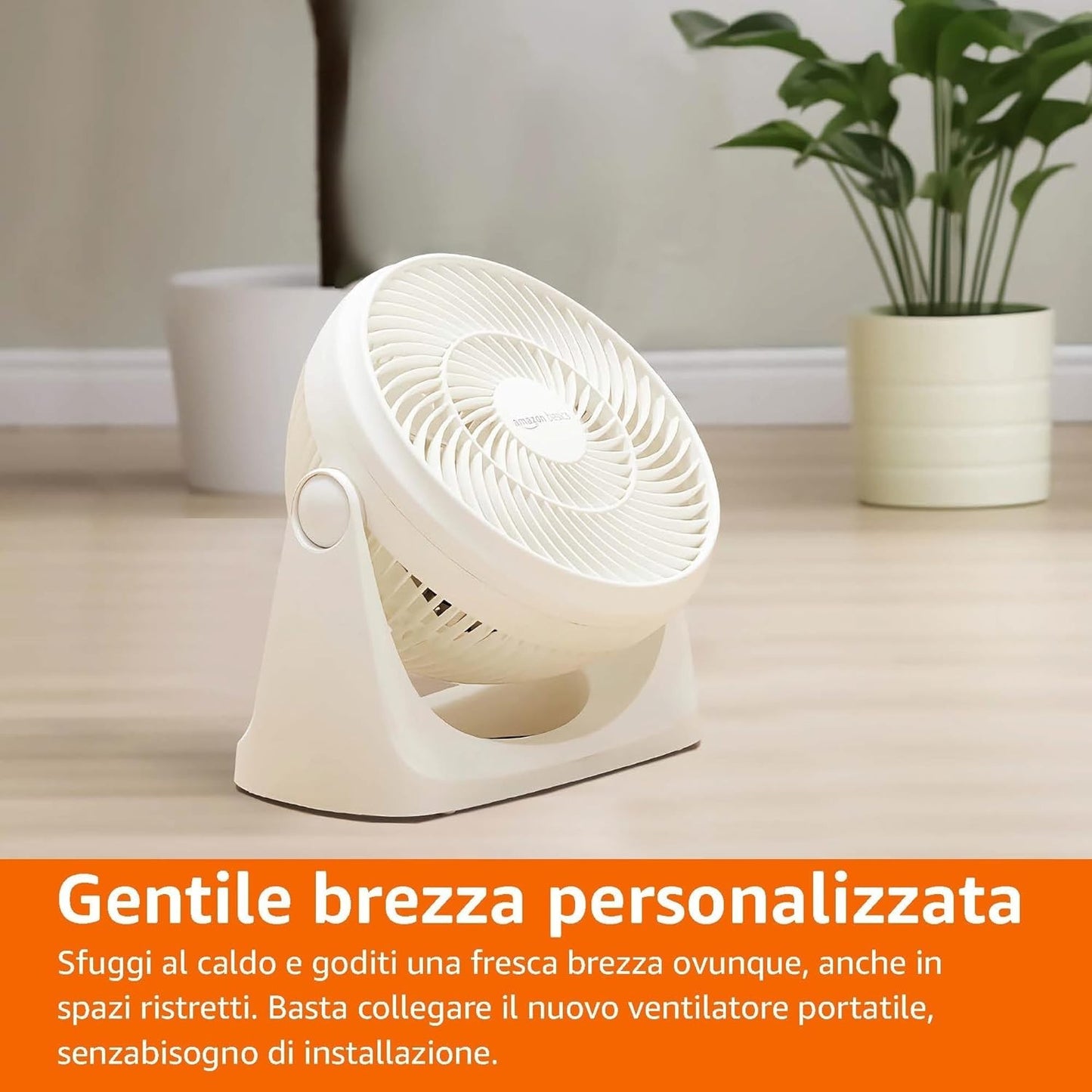 Amazon Basics Ventilatore da tavolo portatile 18 cm silenzioso, inclinabile