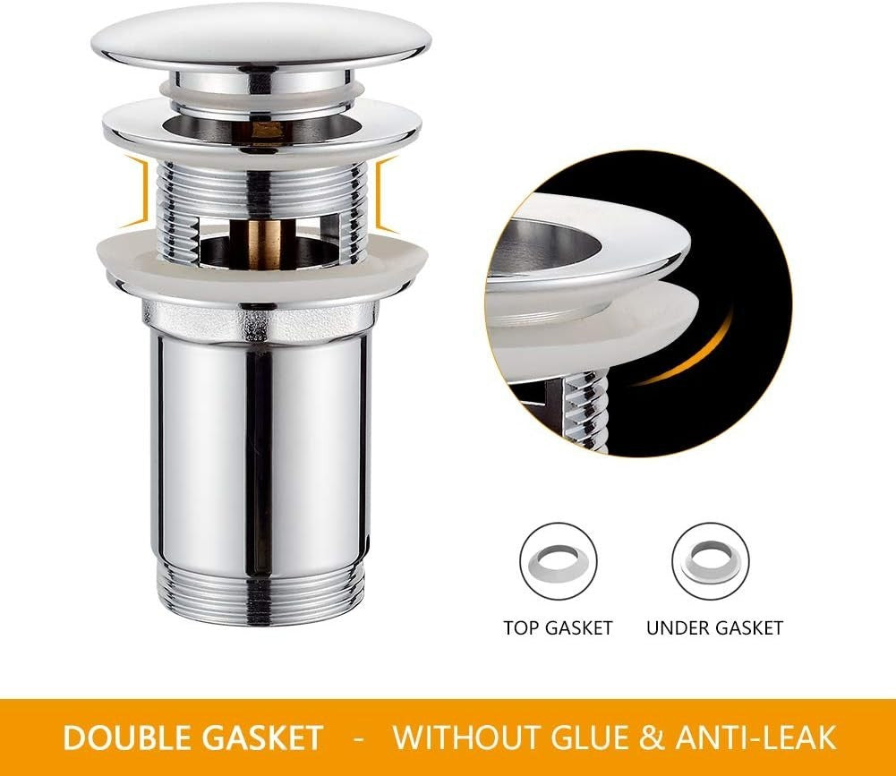 GRIFEMA Scarico Lavabo Universale con Troppopieno Kit Piletta Pop Up Cromo/Argen