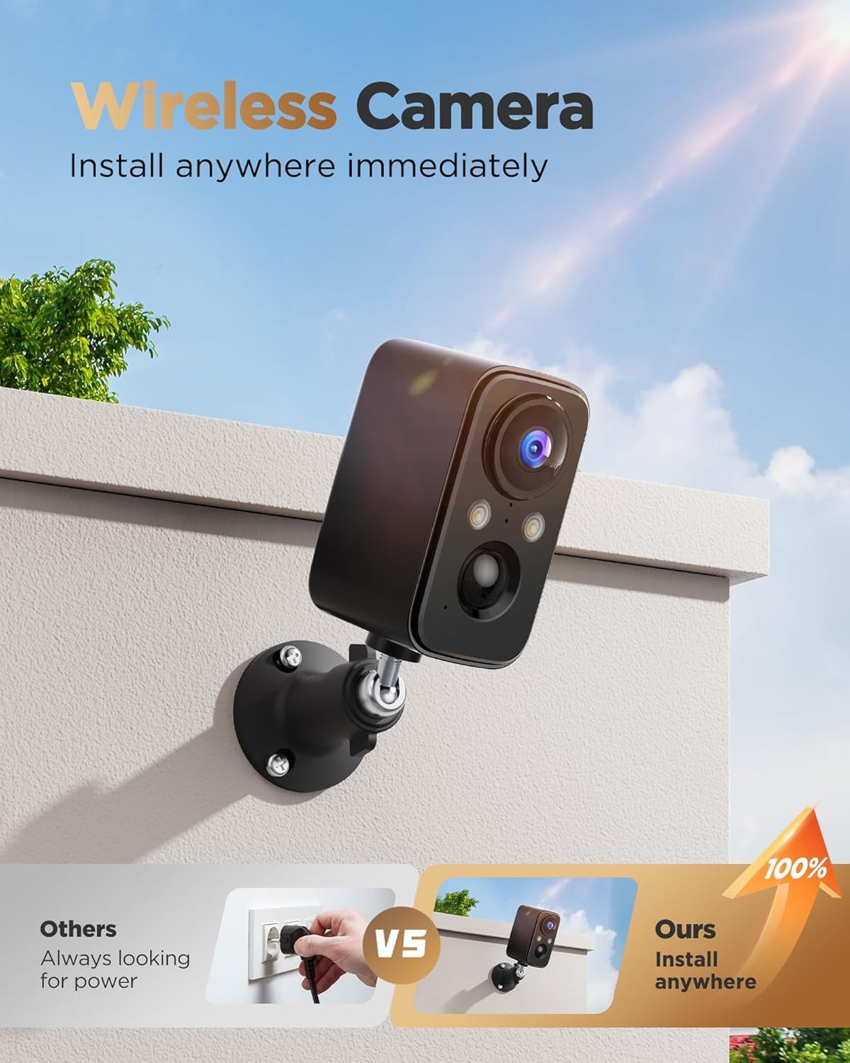 Telecamera Wifi Esterno Senza Fili con Batteria: 2K Telecamera Wifi Interno 2pcs