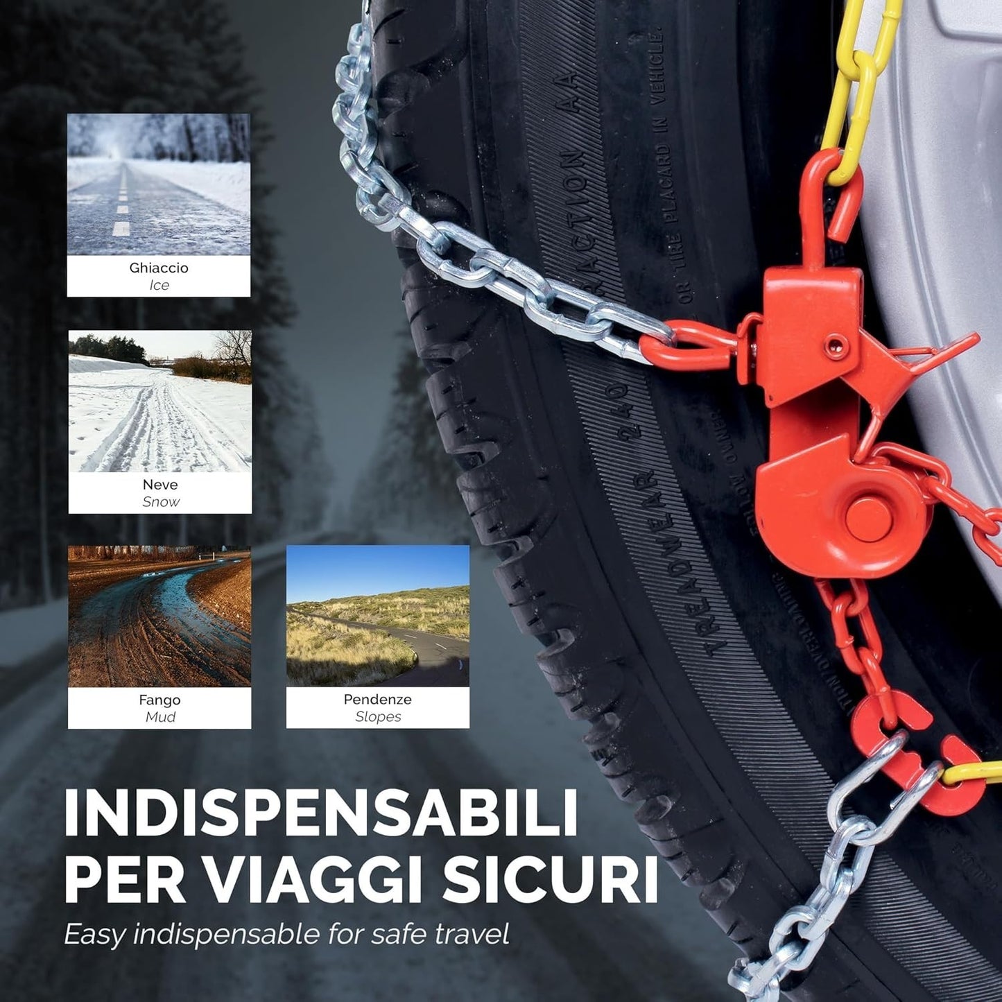 Bottari 18818 "Rapid T2", Catene neve auto 9 mm, Misura 080, Omologate TUV e GS