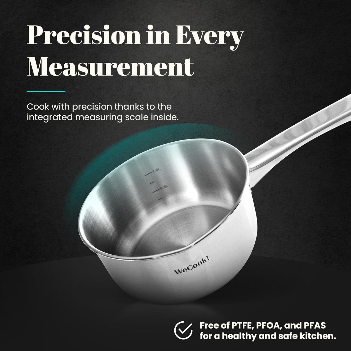 Wecook! Casseruola per induzione in acciaio inox 18/10 Eleganza e Precisione Ø18
