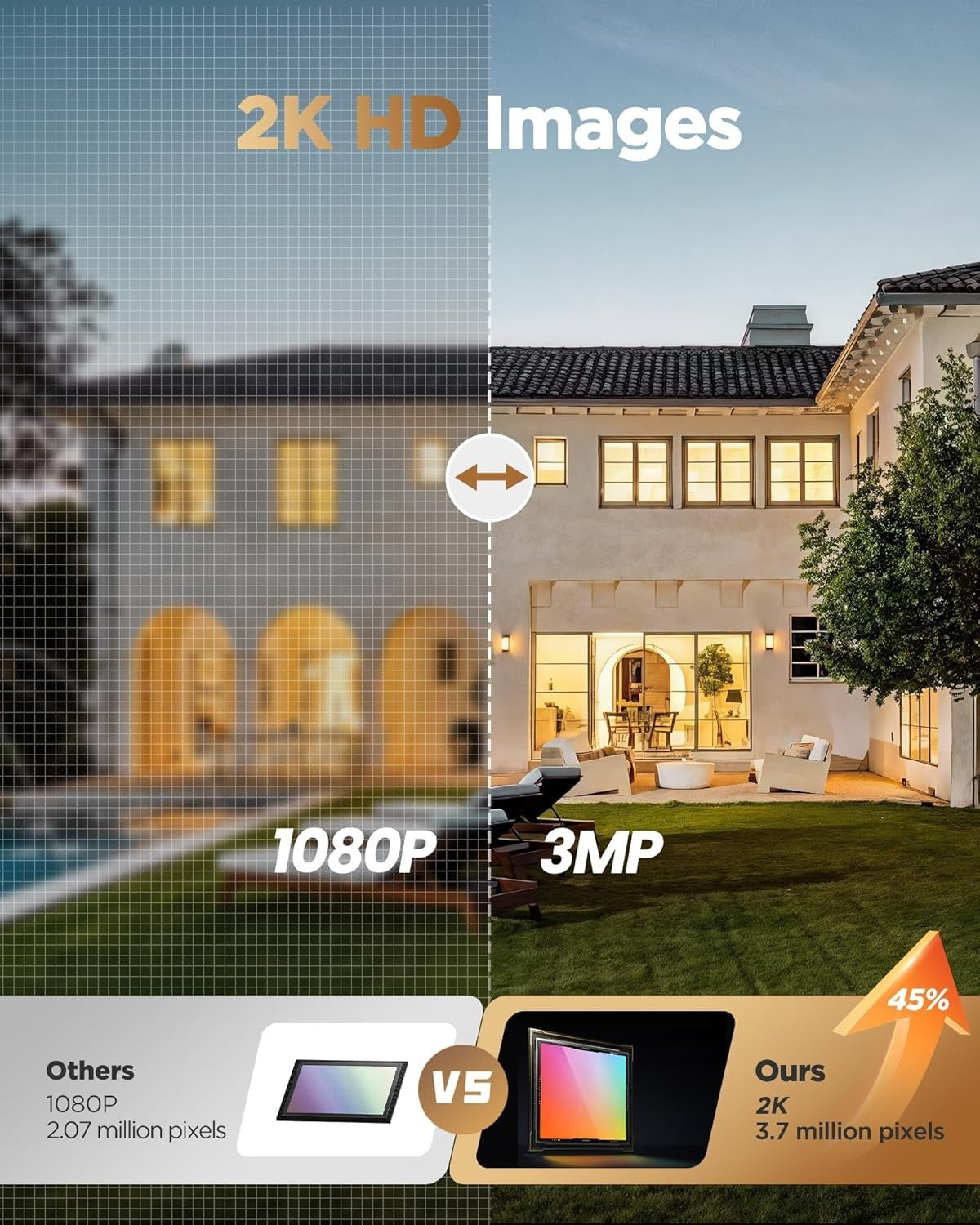 Telecamera Wifi Esterno Senza Fili con Batteria: 2K Telecamera Wifi Interno 2pcs