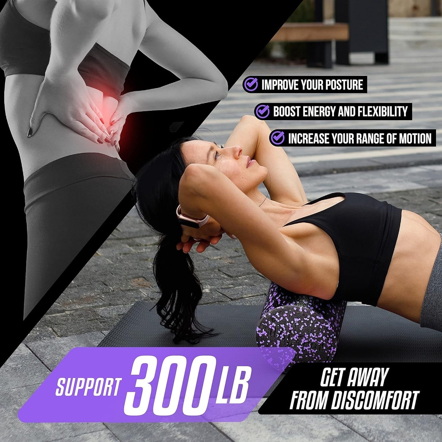 Rullo di schiuma per schiena rotonda in EPP ad alta densità per yoga, 60 cm