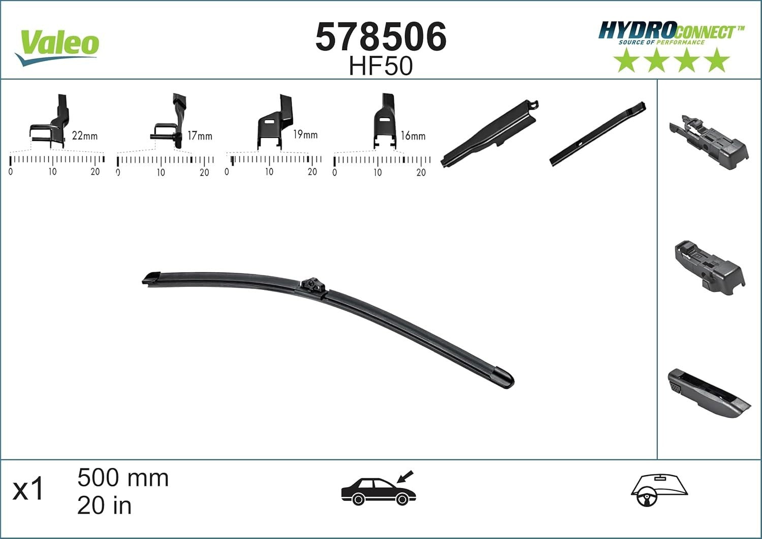 Valeo 578506 Spazzola Tergicristallo anteriore 500 mm
