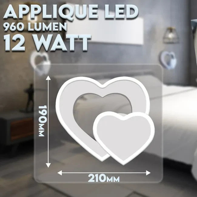 Applique da Parete LED 12W Design Doppio Cuore Sovrapposto Moderno 3 modalità