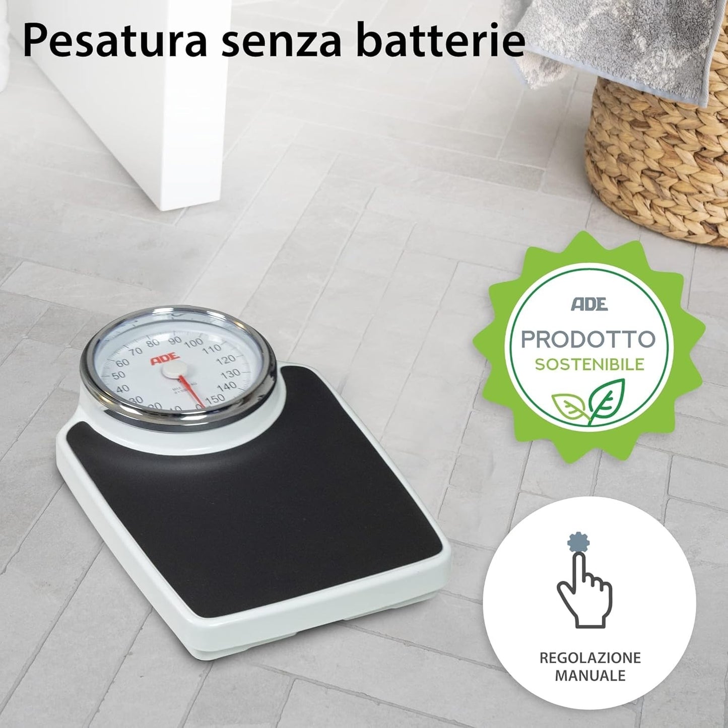 ADE Bilancia pesapersone analogica XL senza batteria | superficie antiscivolo |