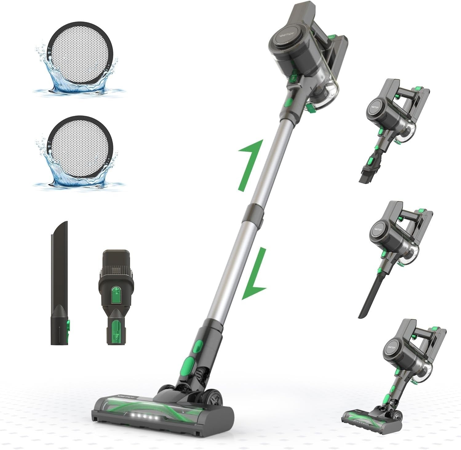 Vactidy V9 Aspirapolvere Senza Fili, 30KPa Scopa Elettrica Senza Fili, 250W