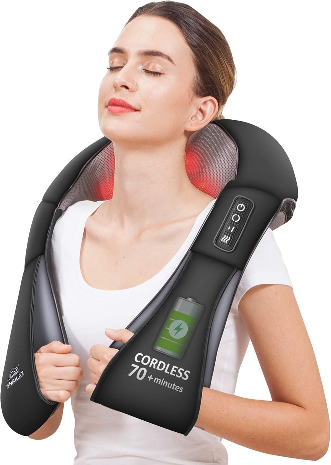 Snailax Massaggiatore per Collo, Spalle e Schiena Ricaricabile Shiatsu Cervicale