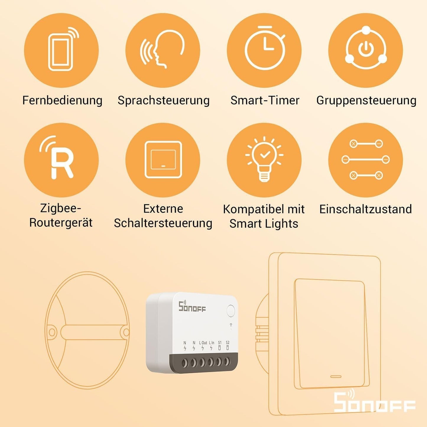 SONOFF ZBMINIR2 Zigbee Smart Switch 2-Way, Interruttore intelligente, controllo