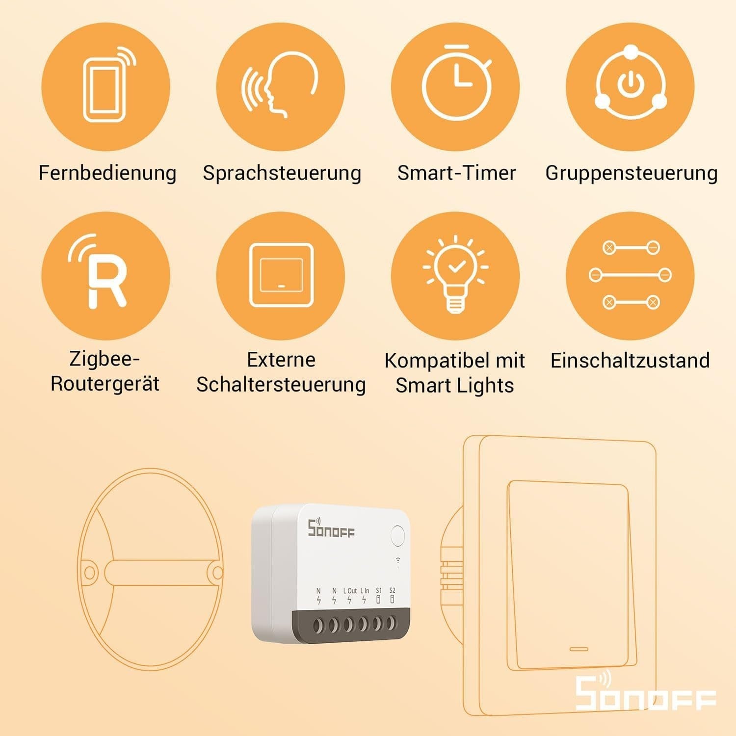 SONOFF ZBMINIR2 Zigbee Smart Switch 2-Way, Interruttore intelligente, controllo