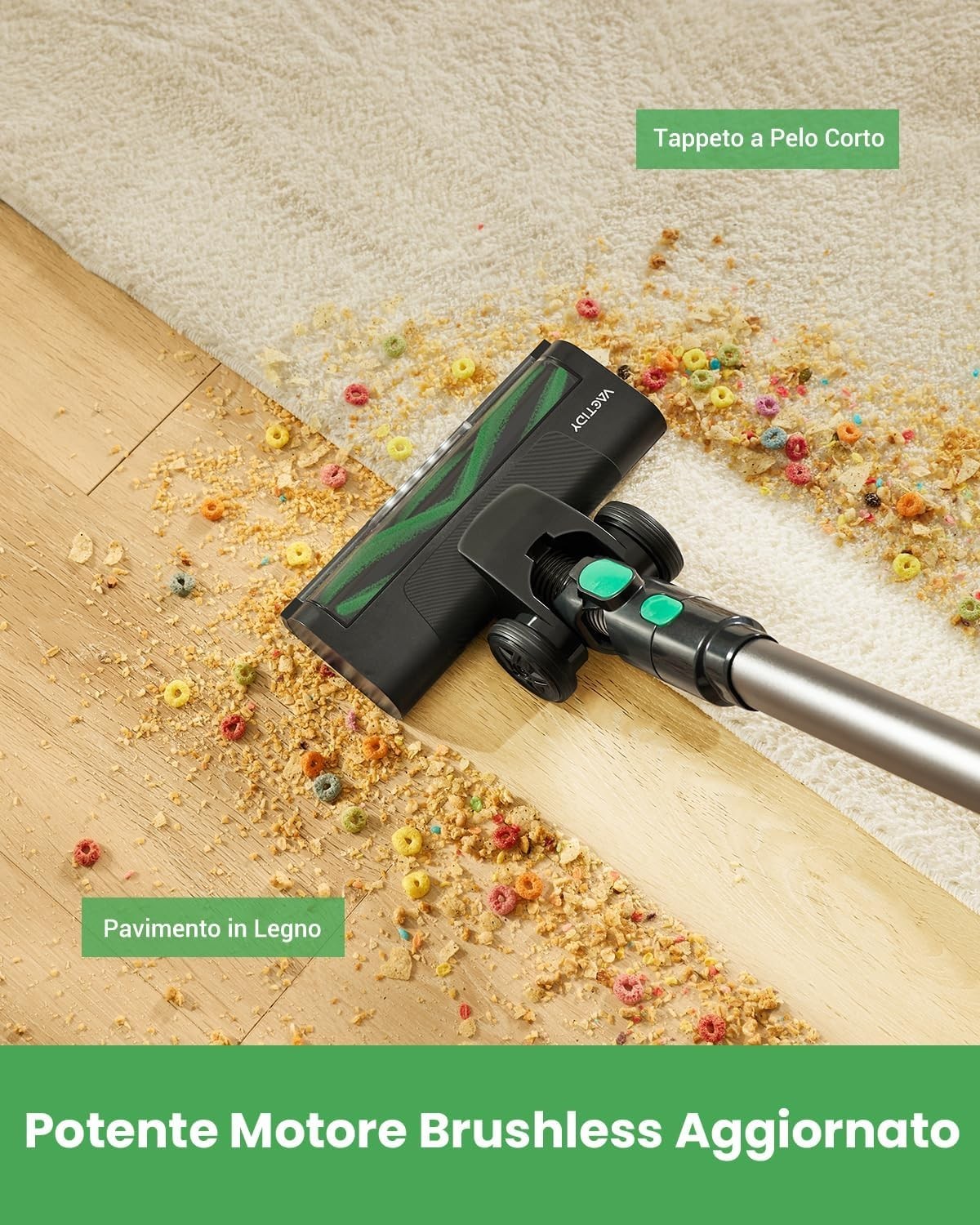 Vactidy V9 Aspirapolvere Senza Fili, 30KPa Scopa Elettrica Senza Fili, 250W