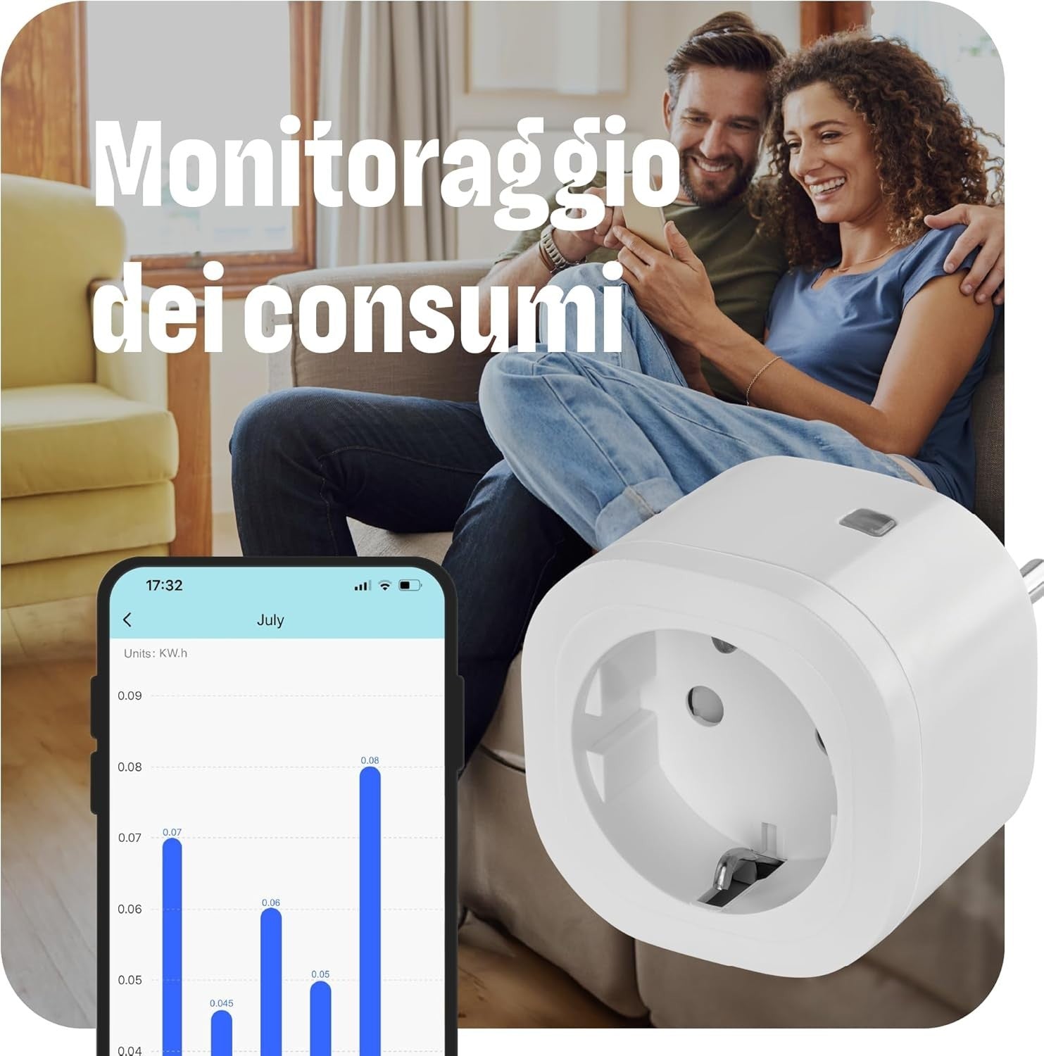 OMAJIN by Netatmo Set di 3 prese intelligenti, Timer, Monitoraggio Consumo