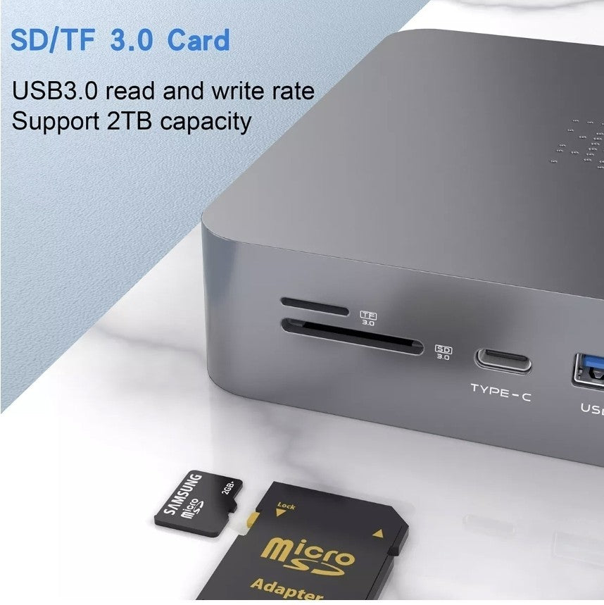 Docking Station in alluminio 18in1 tipo C Doppio, adattatore HDMI/VGA, 4 Porte 