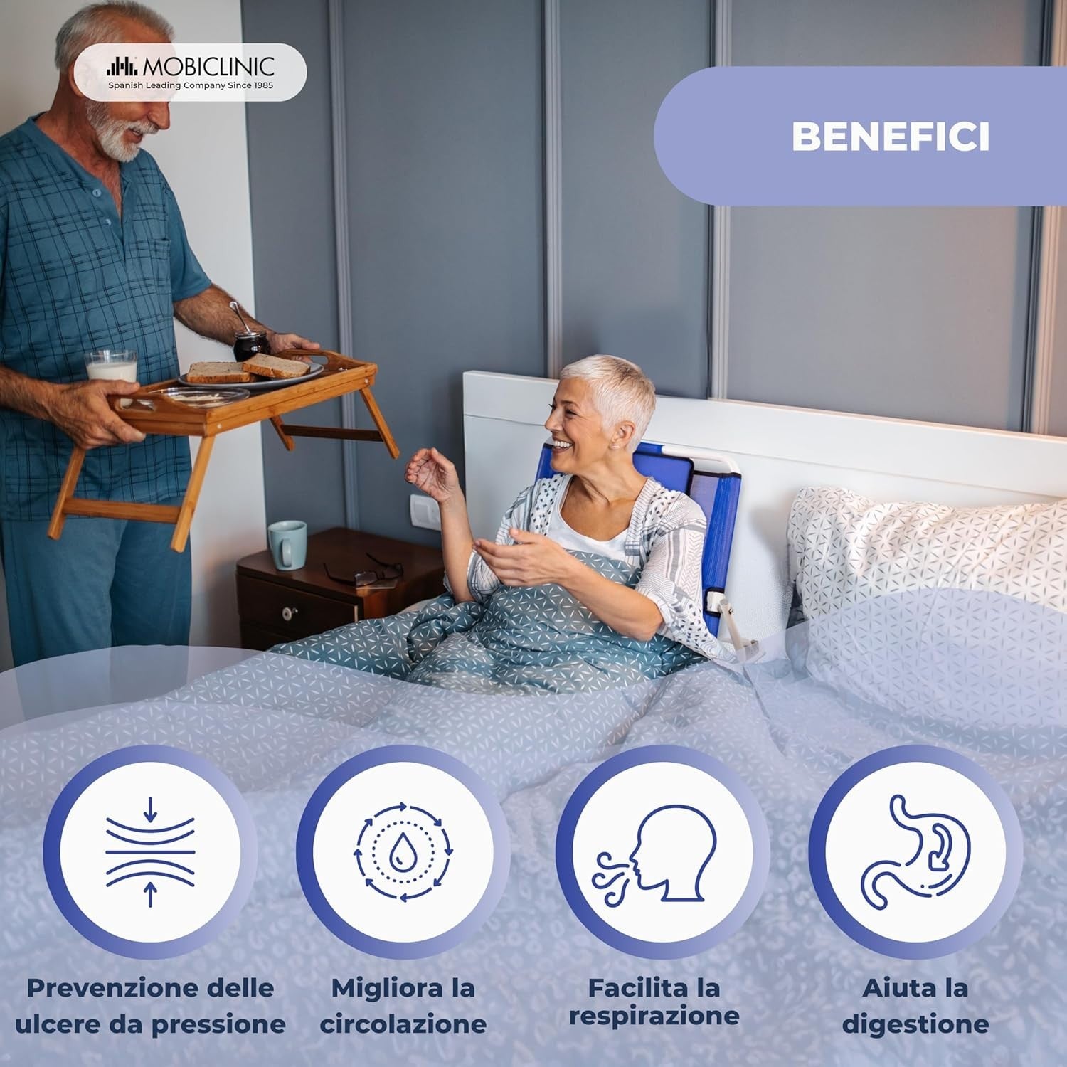 Mobiclinic, Schienale Regolabile, 5 Livelli di Inclinazione, Cuscino Imbottito