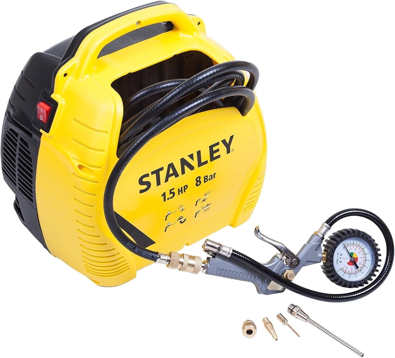Stanley Compressore Aria Portatile 8 Bar Compressore Senza Olio con manometro